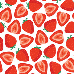 Doodle Flat Clipart. Simple strawberry Pattern. All Objects Are Repainted.