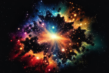 Stars on a night sky background with a raster picture of an abstract cosmic background in a bright, colorful . Generative AI