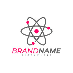 Scientific atom logo template, Science logo design vector