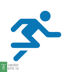 Runner icon. Simple solid style. Man run fast, race, sprint, flat design symbol, sport concept. Glyph vector illustration isolated on white background. EPS 10.