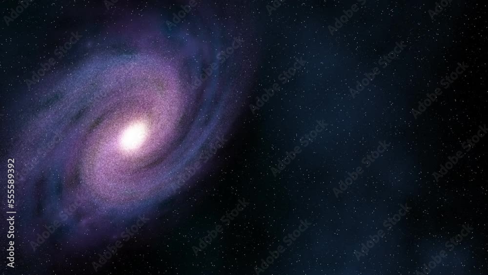 Wall mural blue/purple animated galaxy offset to the left to make room for text or other objects. seamlessly lo