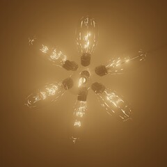 Lightbulbs in shape of sphere 3d rendering illustration.