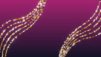 Golden Background with Confetti of Glitter Particles. Sparkle Lights Texture. Party pattern. Light Spots. Star Dust. Explosion of Confetti. Design for Advertisement.