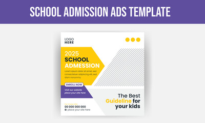 School admission social media ads template design. For web ads, summer camp flyer design.