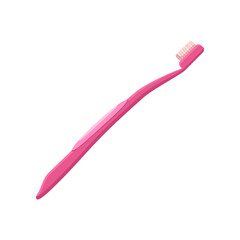 Pink plastic toothbrush vector illustration. Cartoon drawing of teeth cleaning tool isolated on white background. Oral or dental hygiene, medicine, care concept