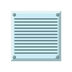 Square air vent or ventilation grate vector illustration. Cartoon drawing of part of machine or element of mechanical equipment isolated on white background. Machinery, technology, industry concept