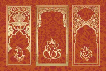Ganesha, Aum, Hindu wedding card, Diwali, India	