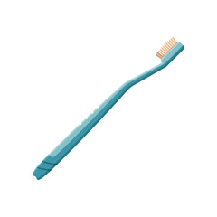 Blue plastic toothbrush vector illustration. Cartoon drawing of teeth cleaning tool isolated on white background. Oral or dental hygiene, medicine, care concept