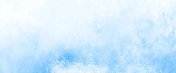 Abstract gradient light sky blue shades watercolor background on white paper texture, Abstract grunge tint light blue watercolor background. Aquarelle painted azure gradient color splashing on texture