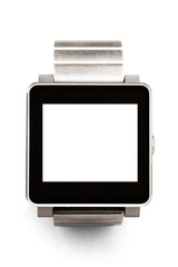 Watch with blank screen on white background