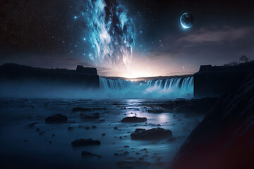 Niagara Falls at night. Digital artwork