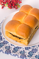 Roti sobek or Torn bread or Roti kasur. Soft bread filled with chocolate, cheese and nuts