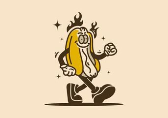 Illustration design of a hot dog mascot