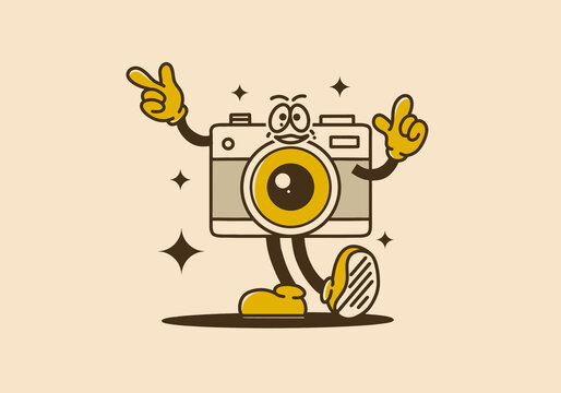 Illustration design of a analog camera mascot