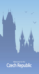 Fototapeta premium Welcome to Prague, Czech Republic tours. Vector.