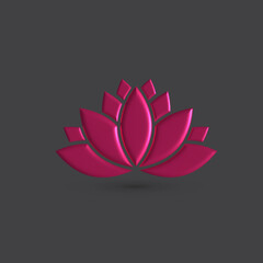Pink lotus flower logo 3D icon image yoga massage wellness symbol graphic design illustration background template