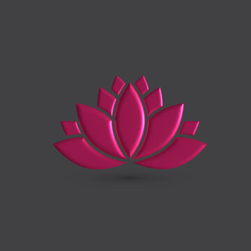 Pink lotus flower logo 3D icon image yoga massage wellness symbol graphic design illustration background template