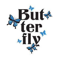 Typography butterfly on white background 