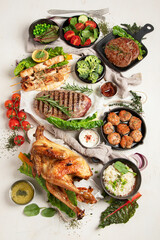 Assortment of healthy cooked meat.