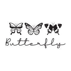 butterfly handwriting on white background