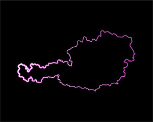 Vector isolated illustration of Austria map with neon effect.