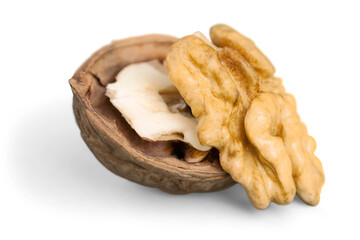 Pecan nuts on a white background