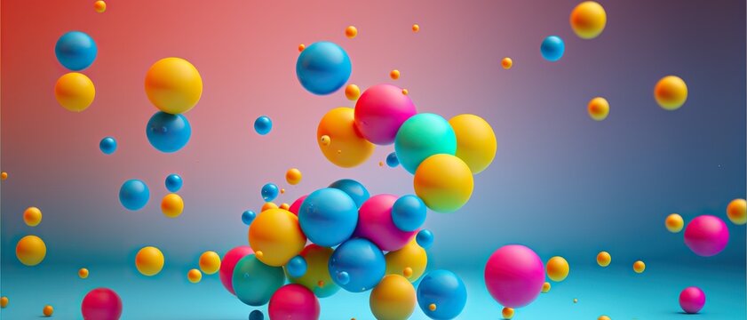 Colored balls jumping  on a colorful background