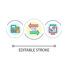 Zero business taxes loop concept icon. Managing corporate income abstract idea thin line illustration. No revenue and expenses. Isolated outline drawing. Editable stroke. Arial font used