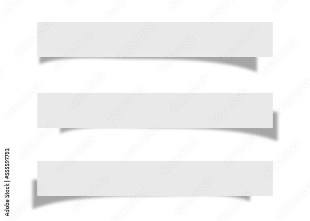 Fototapete White paper strip notes isolated on transparent background with shadow 3D rendering. White paper strips png illustration. Png image.