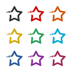  Paint brush logo icon isolated on white background. Set icons colorful