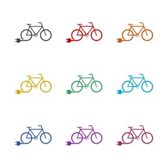 Obraz premium E-Bike, E Bike, Electric bike icon isolated on white background. Set icons colorful