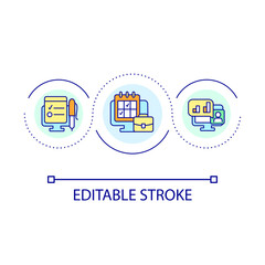 Task management software loop concept icon. Daily workflow. Business activities coordination abstract idea thin line illustration. Isolated outline drawing. Editable stroke. Arial font used