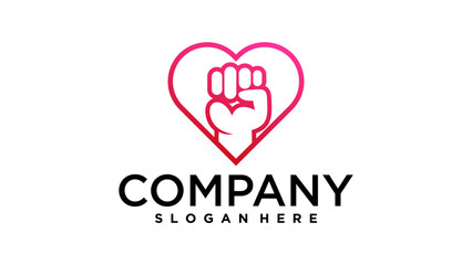 love logo with hand