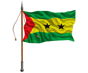 National flag of Sao tome and principe. Background  with flag of Sao tome and principe.