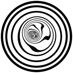 black and white swirl circle target circle illusion hypnotis efffect  Sign Symbol Logo vector illustration