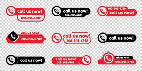 Fototapeta premium Call Us Button Icon Set - Different Vector Illustrations Isolated On Transparent Background