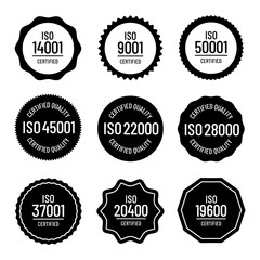 Flat Iso Label Button Icon Set - Different Vector Illustrations Isolated On White Background