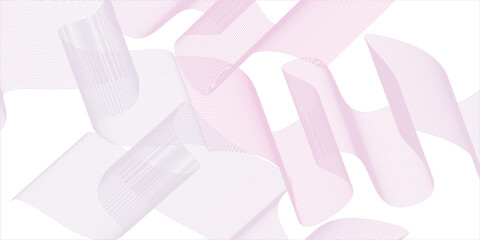 Ribbon with label wave of the element colored lines. Design elements wave of many lines. Colorful with lines message business or any use to content pink ribbon.