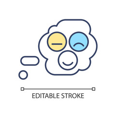 Giving feedback process RGB color icon. Work evaluation. Think of experience. Make decision. Thought bubble. Isolated vector illustration. Simple filled line drawing. Editable stroke. Arial font used