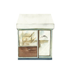 Watercolor cafe clipart. Coffee point digital illustration.