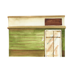Watercolor cafe clipart. Coffee point digital illustration.
