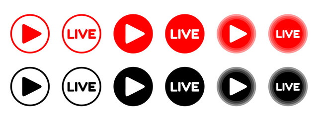 Different Isolated Flat Live Button Illustrations
