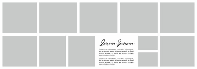 Pictures or photos frame collage. comics page grid layout abstract photo frames and digital photo wall template