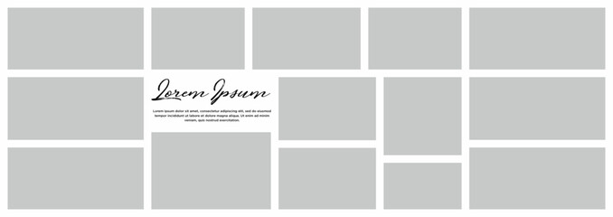 Fototapeta premium Pictures or photos frame collage. comics page grid layout abstract photo frames and digital photo wall template