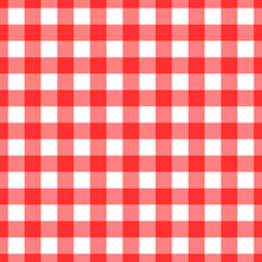 Red and white seamless checkered gingham pattern