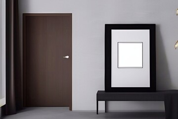 Grry modern living room with frame for mockup 3d render