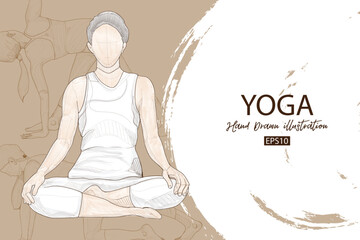 women yoga body posture on background design. vector illustration