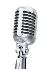 Fototapeta premium Multiple interview with steel retro microphone