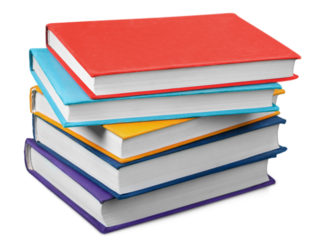 Collection stack of colored study books