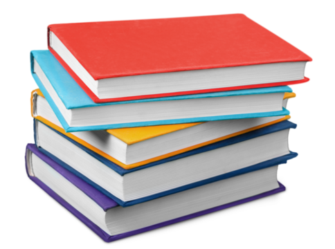 Collection stack of colored study books
